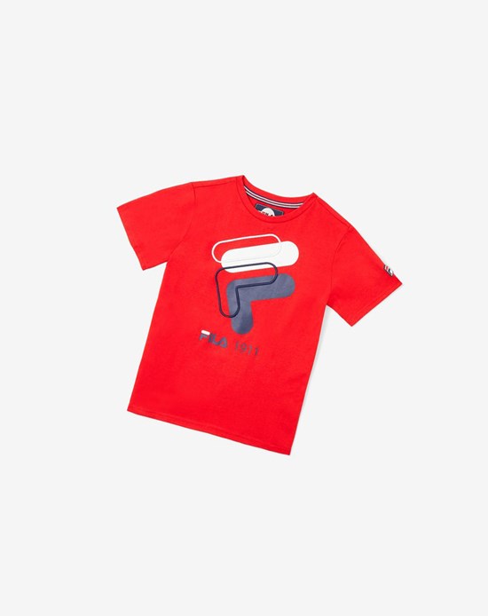 Fila 3d Logo Tee Czerwone | VCGLU-1438