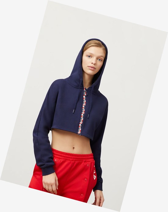 Fila Alexa Zip Crop Hoodie Peac/Cred/Wht | NSDCO-5891