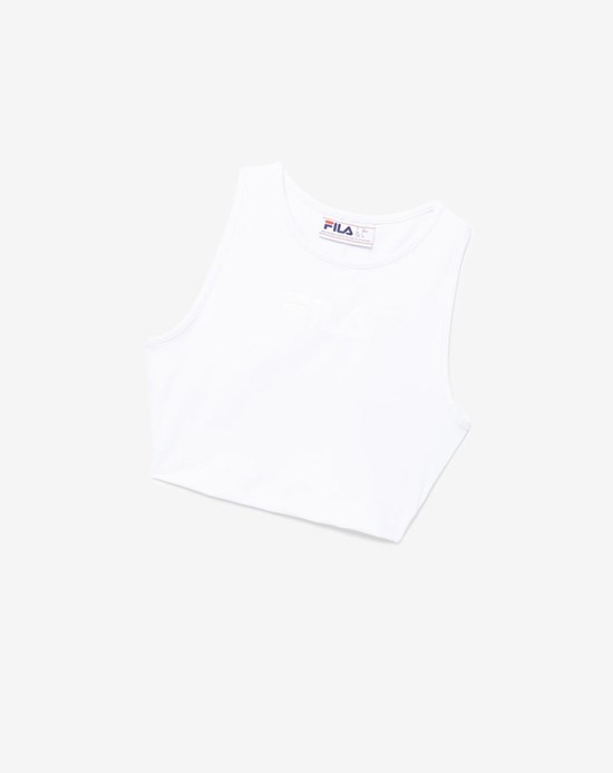 Fila Alva Crop Top Białe | PXWJU-6854