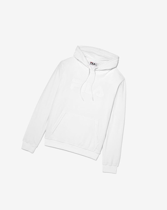 Fila Asher Velour Hoodie Białe | WAJHM-2169