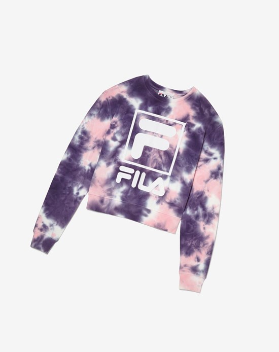 Fila Ashley Tie Dye Sweatshirt Różowe | GHYSQ-6783