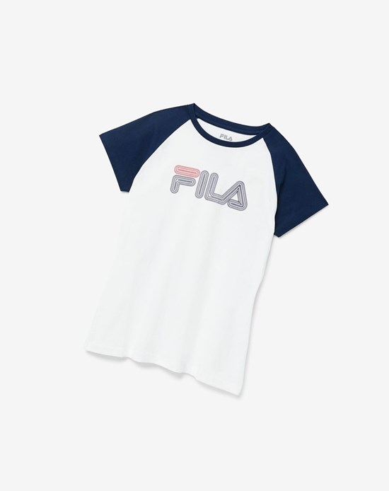 Fila Baseball Tee Białe | WZYHE-5034