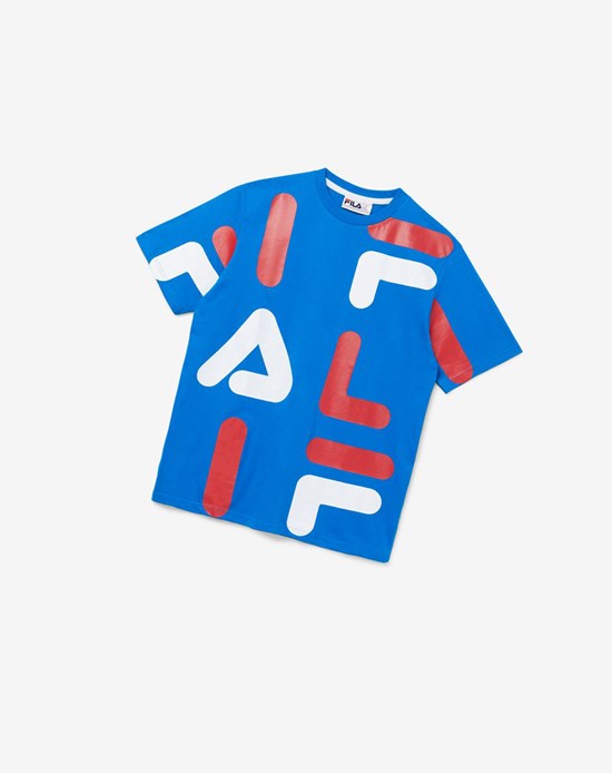 Fila Bennet Tee Niebieskie Czerwone Białe | NFPLC-0152