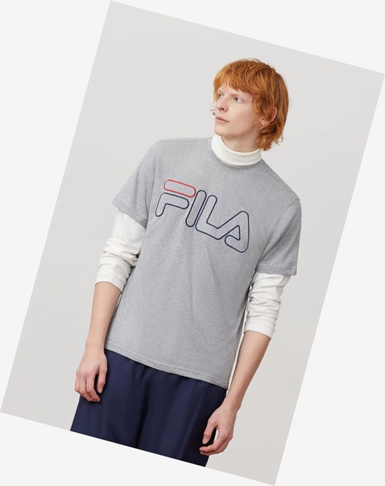 Fila Borough Tee Szare Granatowe Czerwone | EOANK-5024