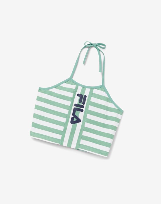 Fila Brinley Halter Tank Zielone Białe | RNVXF-6975