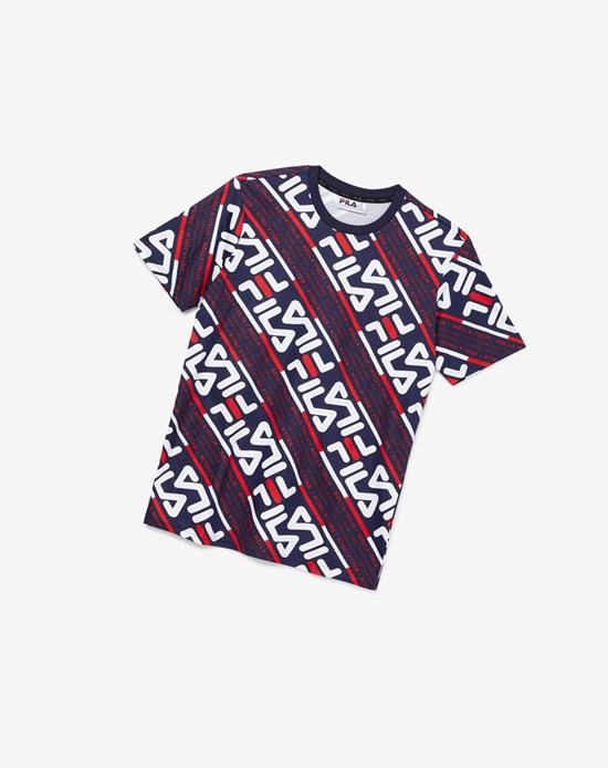 Fila Calvin Tee Białe Czerwone | HYRNQ-4109