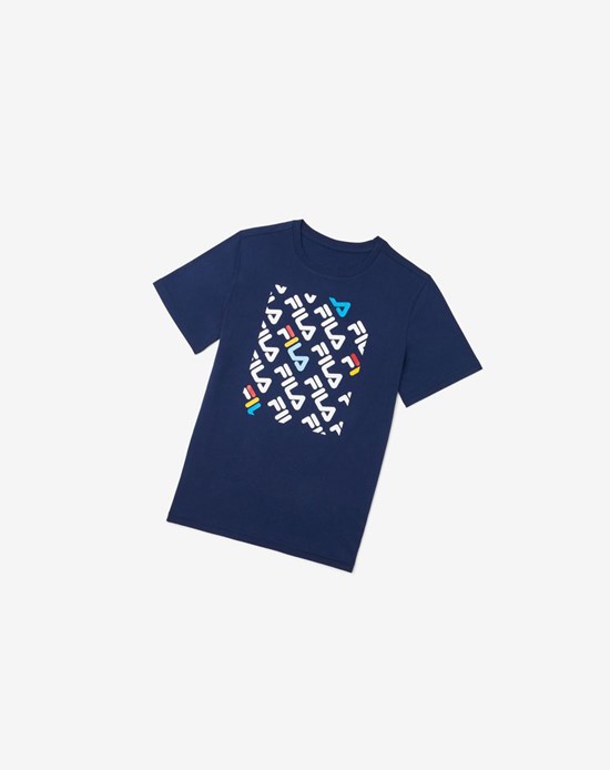 Fila Camden Printed Tee Granatowe | GQKAH-1647