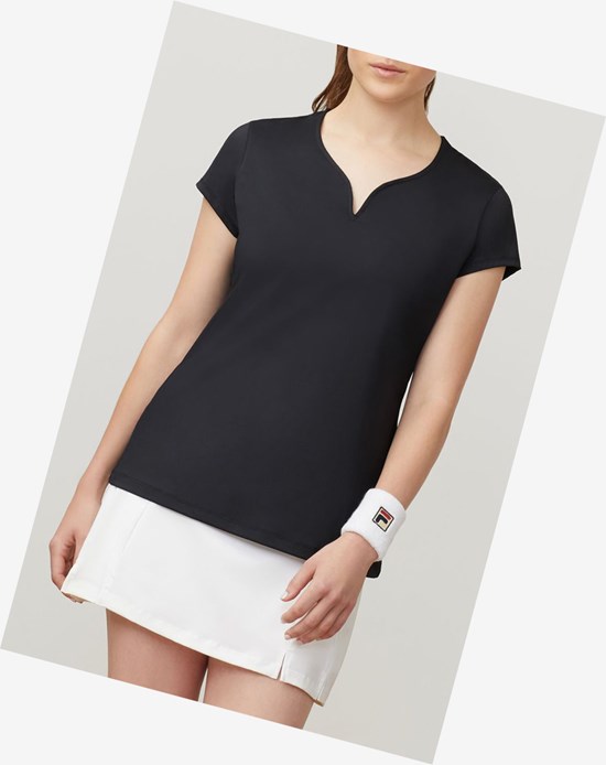 Fila Cap Sleeve Top Czarne | OPWFD-8312