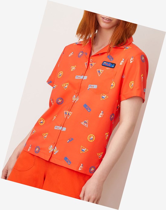 Fila Confetti Cabana Shirt Tangerinetango | RKSHE-9108