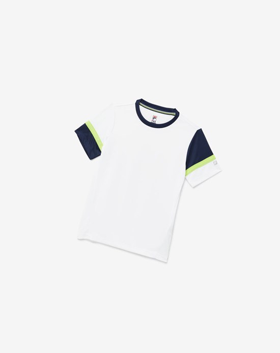 Fila Core Doubles Crew Białe Granatowe | BTJNL-8407