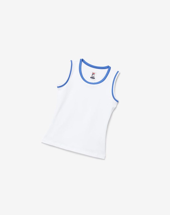 Fila Core Fullback Tank Białe Niebieskie | SOQEG-0387