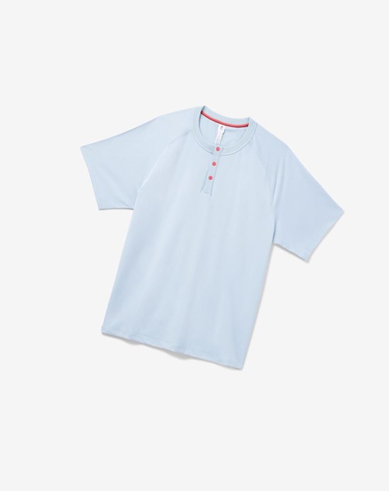 Fila Cross Court Krótkie Sleeve Henley Niebieskie | CQUNB-9715