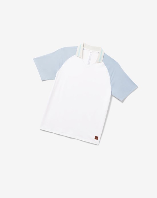 Fila Cross Court V-neck Polo Białe Niebieskie | QYKUM-4826