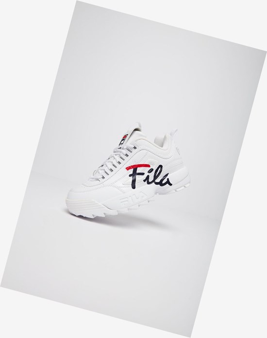 Fila Disruptor 2 Script Sneakers Wht/Fnvy/Fred | QFAJG-5820