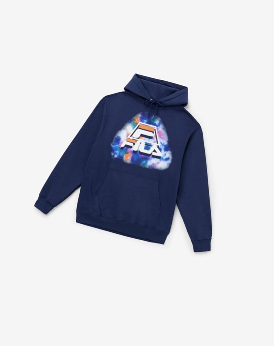 Fila Dracen Tie Dye Hoodie Niebieskie | FSAKG-2406