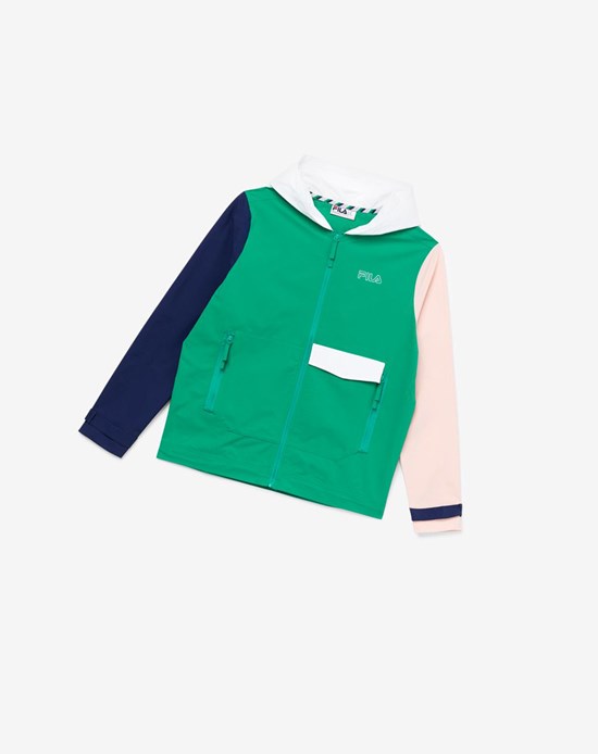 Fila Dutton Woven Wiatr Jacket Zielone Różowe | VCRXT-8269