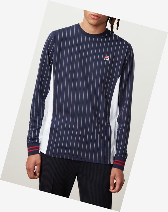 Fila Eoghan Long Sleeve Tee Granatowe Białe | PUIES-5927