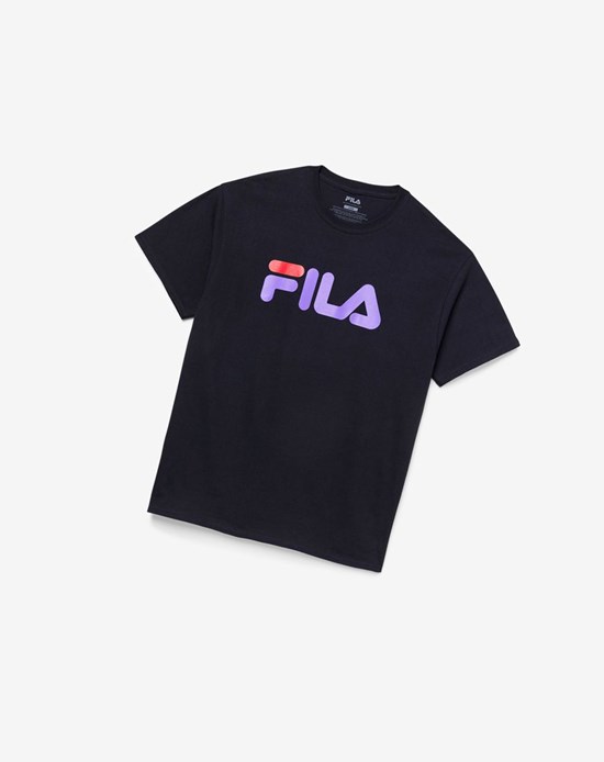 Fila Fila Logo Tee Czarne Fioletowe Czerwone | JBZAH-6790