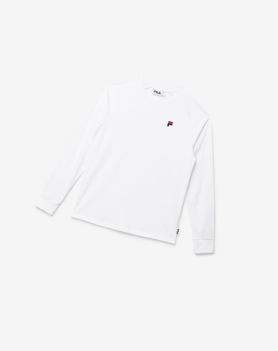 Fila Flynn Long Sleeve Tee Białe | CHBUE-2064