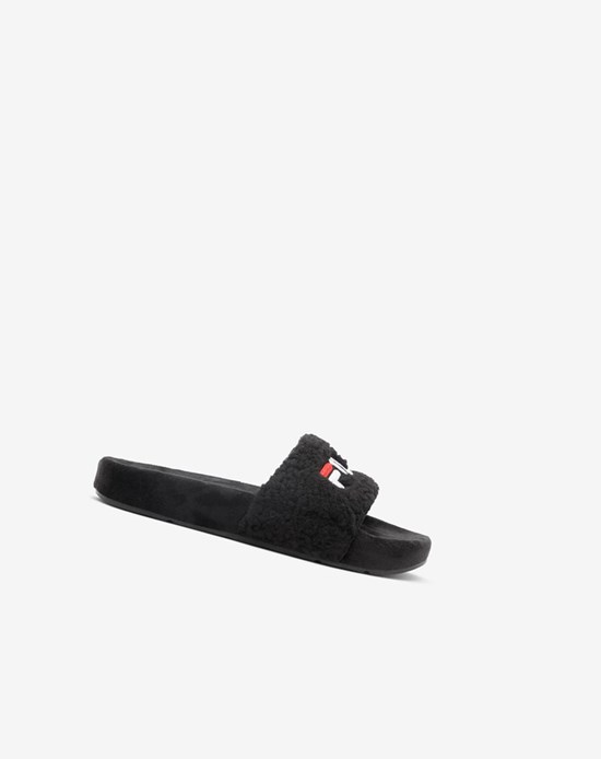 Fila Fuzzy Drifter Klapki Sandals Czarne Czerwone Białe | DPVSO-3587