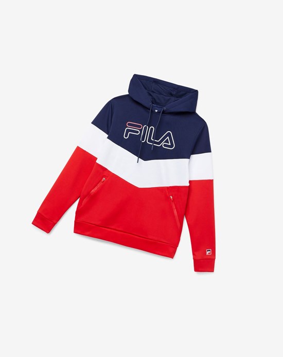 Fila Gerado Tech Hoodie Czerwone Białe | JOQFT-8567