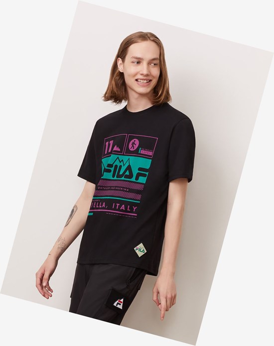 Fila Grid Tee Czarne | EHAIL-5804