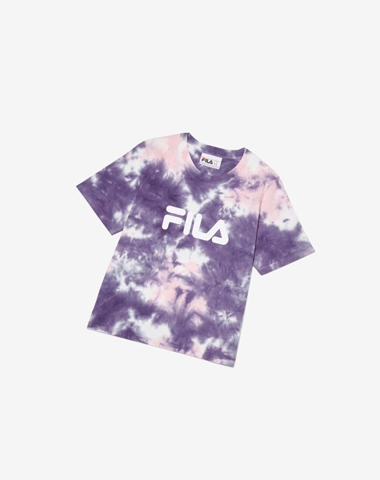 Fila Hannah Tie Dye Tee Różowe | ZERKI-9537