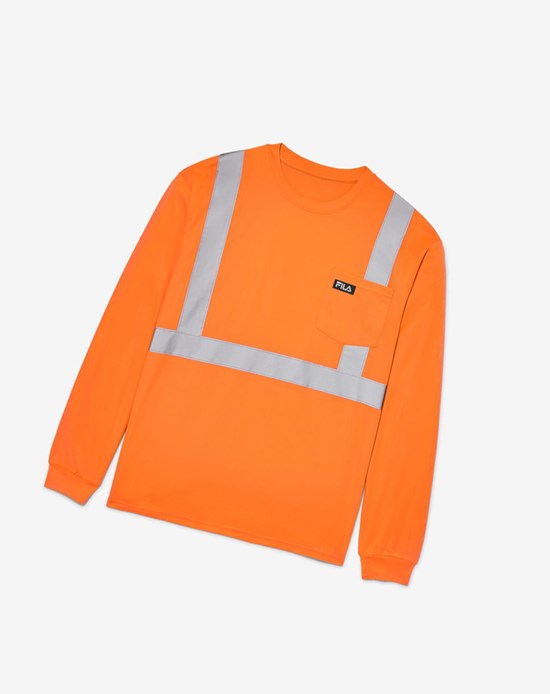 Fila High Visibility Long Sleeve Robocze Shirt Pomarańczowe | MVKNO-2503