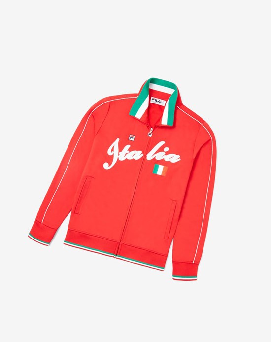 Fila Italia Track Jacket Czerwone Białe | JWPOM-9062