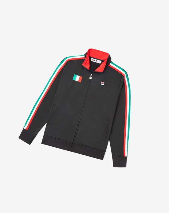 Fila Italy Track Jacket Czarne Czerwone | OQLIE-6175