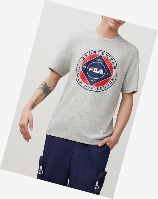 Fila Jordao Grafiką Tee Greyheather | PKLAM-3470