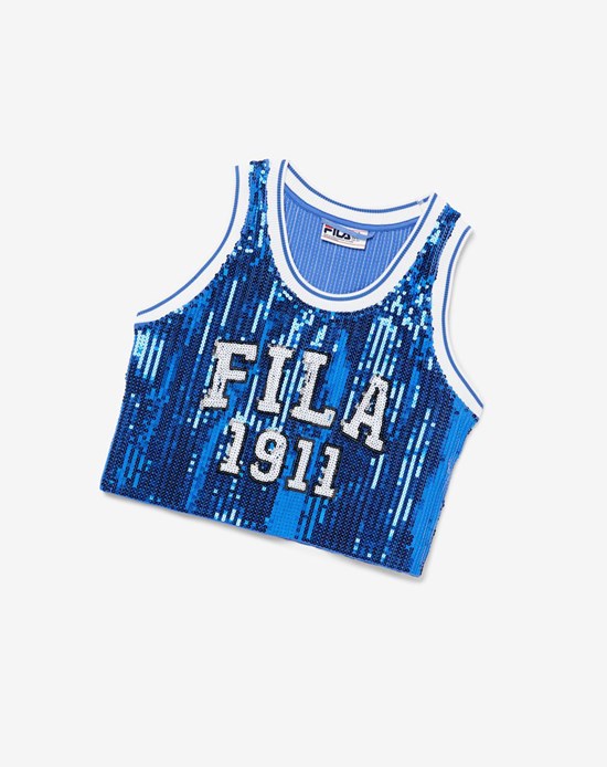 Fila Kiki Glam Crop Jersey Niebieskie | LKUWM-1479