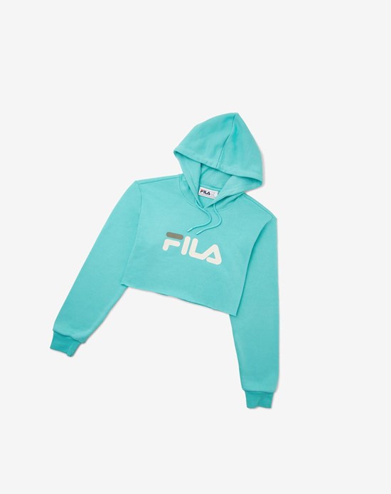 Fila Lalage Cropped Hoodie Niebieskie Turkusowe Białe | YFQDL-1583