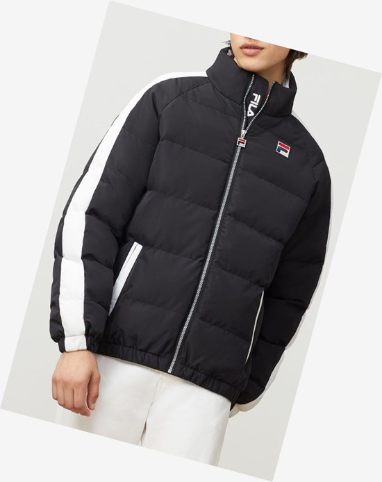 Fila Ledger Puffa Jacket Blk/Wht | XAPME-6152