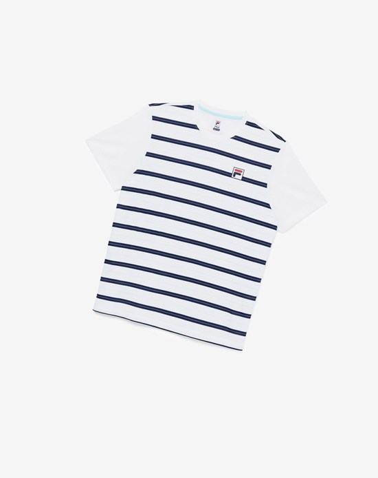 Fila Legends Yarn Dyed Crew Białe Granatowe | LBUWE-5290