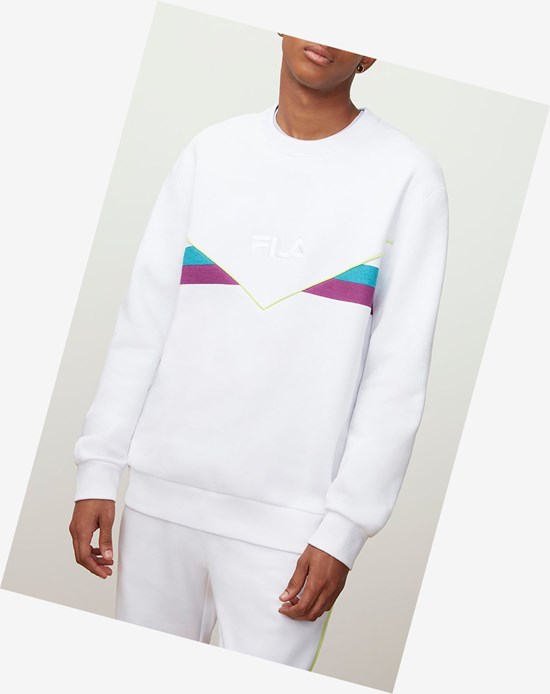 Fila Leroy Sweatshirt Wht/Bbay/Grpj | BAGYH-6798