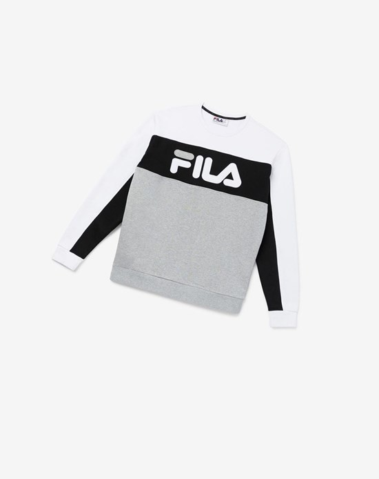 Fila Lesner Fleece Crew 100 Wht/Blk/Gryh | SBLJH-4259