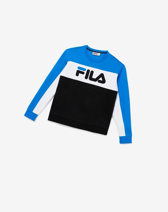 Fila Lesner Fleece Crew 916 Dblu/Wht/Blk | QEKJM-8460