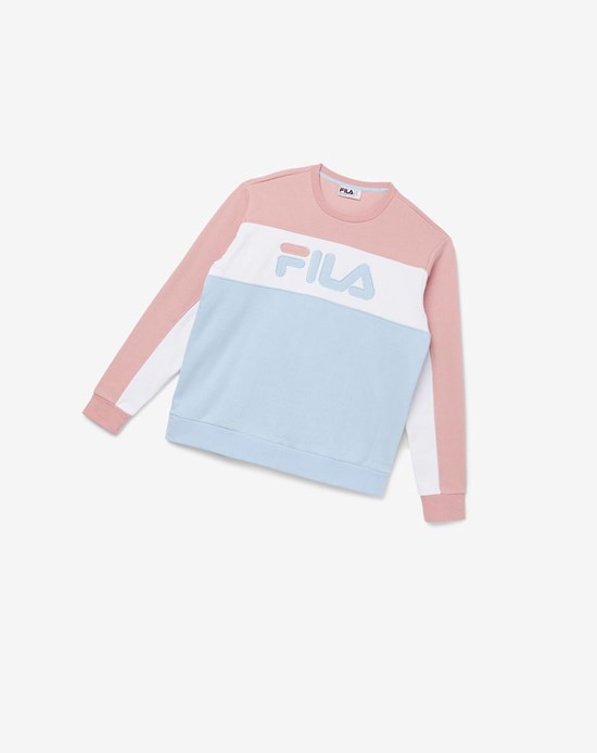 Fila Lesner Fleece Crew 967 Pshad/Wht/Cblu | VXIHU-5841