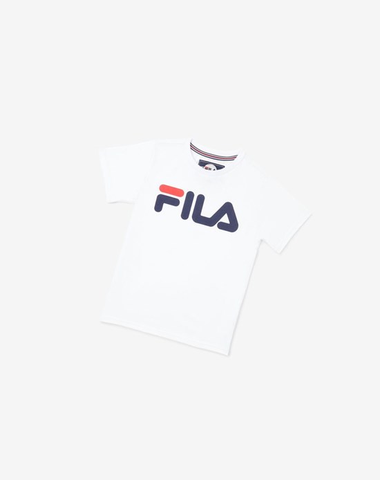 Fila Logo Tee Białe | IRBML-2685