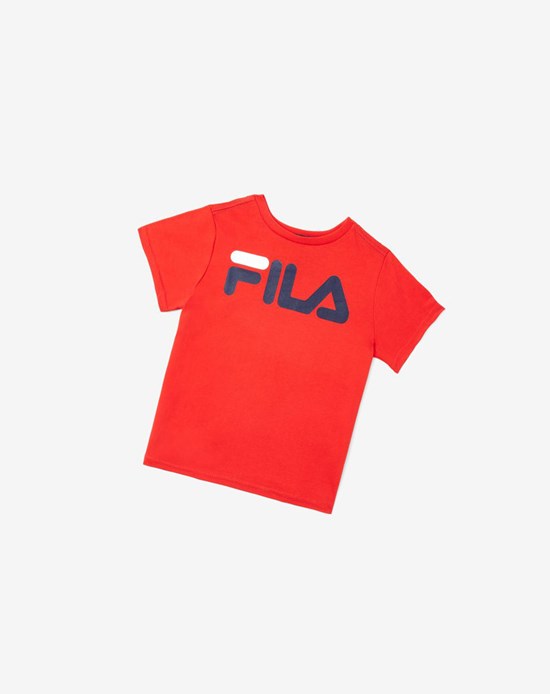 Fila Logo Tee Czerwone | KRSBH-2140