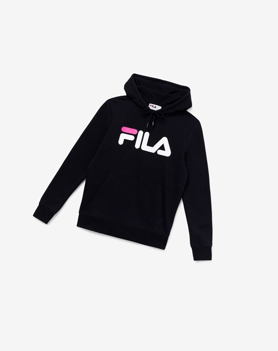 Fila Lucy Hoodie Czarne Białe Różowe | OCQPT-5470