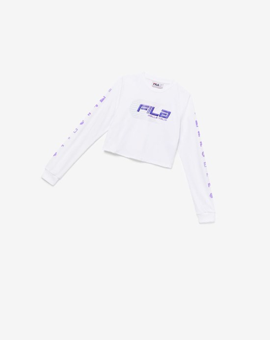 Fila Luigia Long Sleeve Cropped Tee Białe | DUJPM-9436