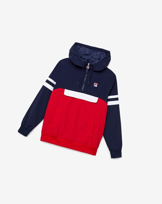 Fila Macker 3 Wiatr Jacket Czerwone Białe | GWVRI-0267