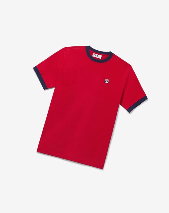 Fila Marconi Ringer Tee Czerwone | IOSQD-3192