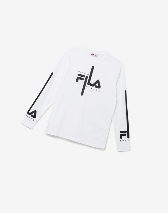 Fila Martino Long Sleeve Tee Białe Czarne | CJVWN-0978