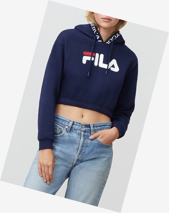 Fila Mathilde Crop Hoodie Peac/Wht/Cred | HZGOR-4953