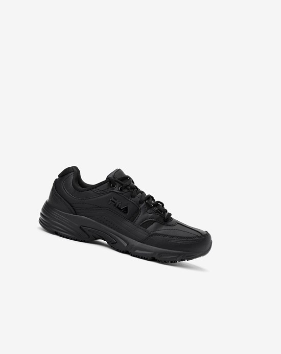 Fila Memory Workshift Slip Resistant Szerokie Szerokość Shoe Codzienne Shoes Blk/Blk/Blk | GAODB-3592