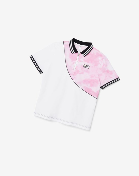 Fila Msgm X Fila Printed Polo Różowe Białe Czarne | TGAVB-0942