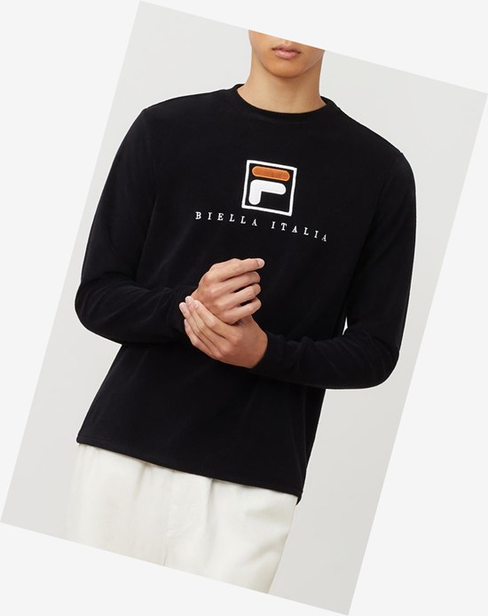 Fila Nicolo Long Sleeve Crew Blk/Wht/Cred | RCXZW-2651